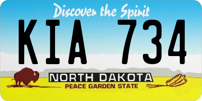 ND license plate KIA734