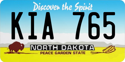 ND license plate KIA765