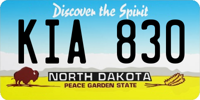 ND license plate KIA830