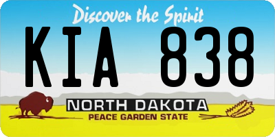 ND license plate KIA838