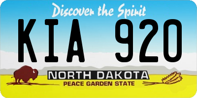 ND license plate KIA920