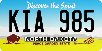 ND license plate KIA985