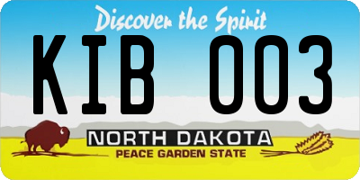 ND license plate KIB003