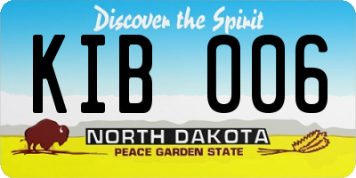 ND license plate KIB006