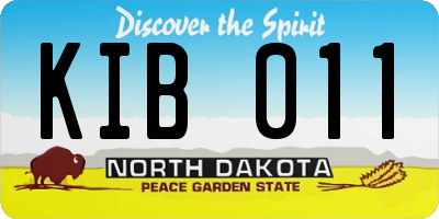 ND license plate KIB011