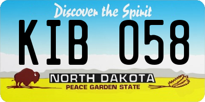 ND license plate KIB058