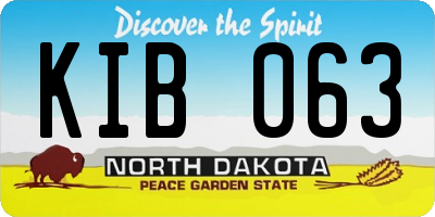 ND license plate KIB063