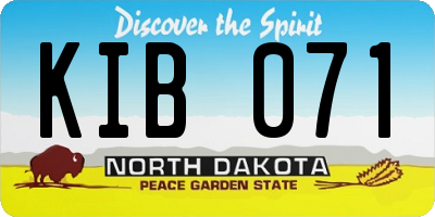 ND license plate KIB071