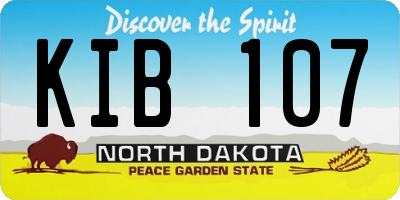 ND license plate KIB107