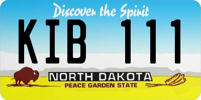 ND license plate KIB111