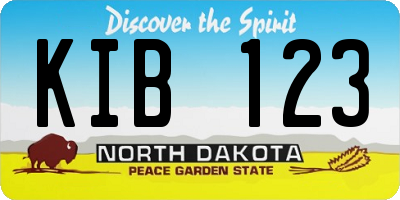 ND license plate KIB123