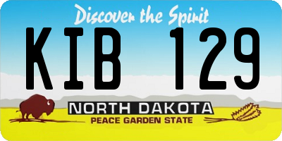 ND license plate KIB129