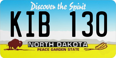 ND license plate KIB130