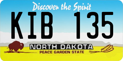 ND license plate KIB135