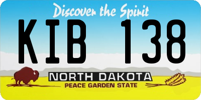 ND license plate KIB138