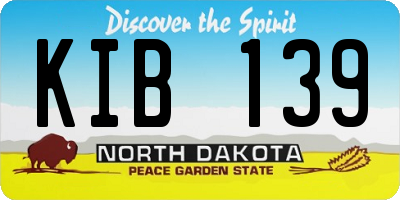 ND license plate KIB139
