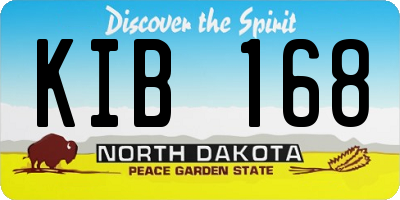 ND license plate KIB168