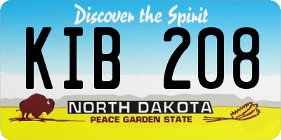 ND license plate KIB208