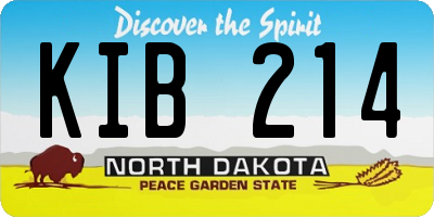 ND license plate KIB214