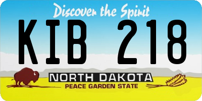 ND license plate KIB218