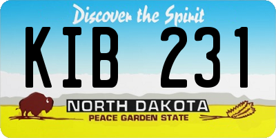 ND license plate KIB231