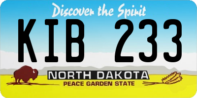 ND license plate KIB233