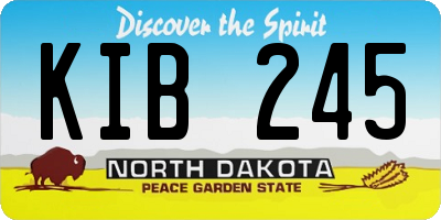 ND license plate KIB245