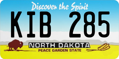 ND license plate KIB285