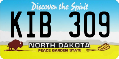 ND license plate KIB309