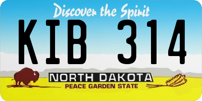 ND license plate KIB314