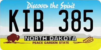 ND license plate KIB385