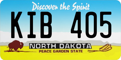 ND license plate KIB405
