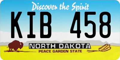 ND license plate KIB458