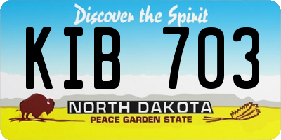 ND license plate KIB703