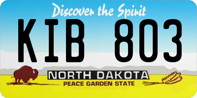 ND license plate KIB803