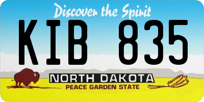 ND license plate KIB835