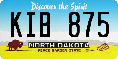 ND license plate KIB875
