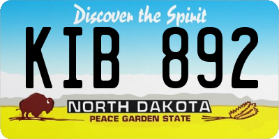 ND license plate KIB892
