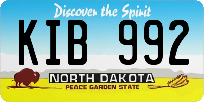 ND license plate KIB992
