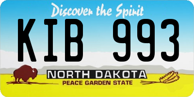 ND license plate KIB993