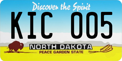 ND license plate KIC005