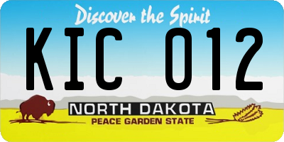 ND license plate KIC012