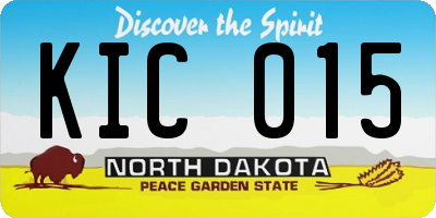 ND license plate KIC015