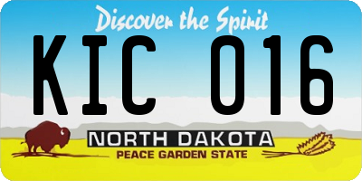 ND license plate KIC016
