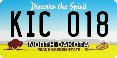 ND license plate KIC018