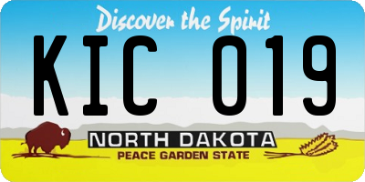 ND license plate KIC019