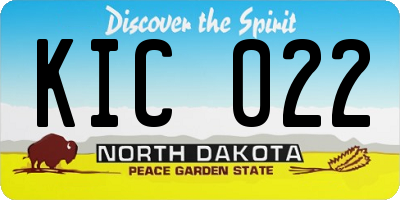 ND license plate KIC022
