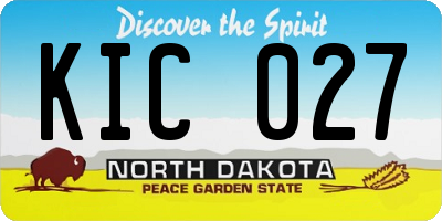 ND license plate KIC027
