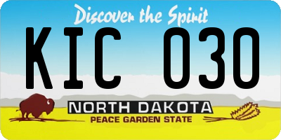 ND license plate KIC030