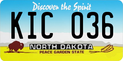 ND license plate KIC036